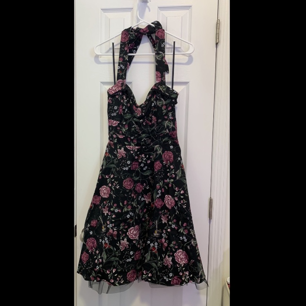 Hot Topic Goth Floral Halter Dress